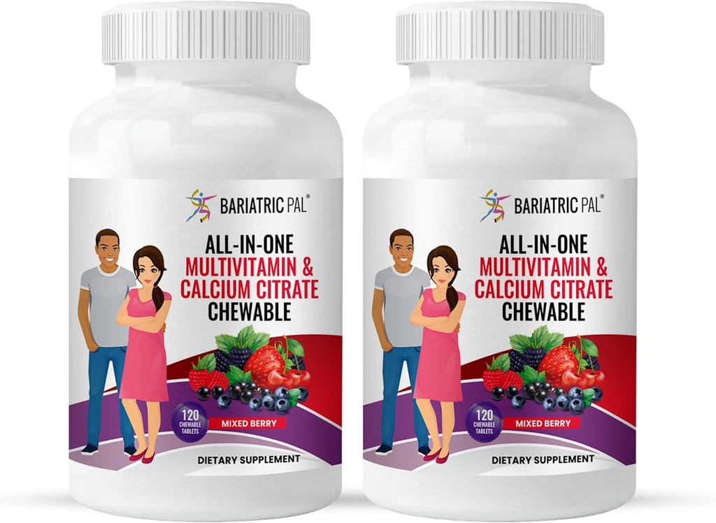 BariatricPal All-in-one Chewable Multivitamin עם Calcium Citrate & Iron - מעורב ברי (60 יום אספקה)