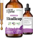 Wild & אורגני Skullcap Herb Tincture - תוסף Skullcap לתמיכה Mood - מרגיע טיפות נוזל נוזלי - טבעוני, סוכר ואלכוהול חינם - 4 fl oz