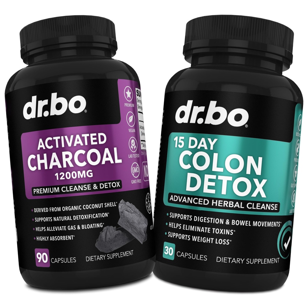Charcoal & קולור ניקוי Detox - אורגני קוקוס Charcoal Pills & קולון ניקוי עבור Stomach Gas Bloat & סדירות - Bowel Movement Supplements for Stomach Bloating, Gut Support