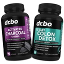 Charcoal & קולור ניקוי Detox - אורגני קוקוס Charcoal Pills & קולון ניקוי עבור Stomach Gas Bloat & סדירות - Bowel Movement Supplements for Stomach Bloating, Gut Support