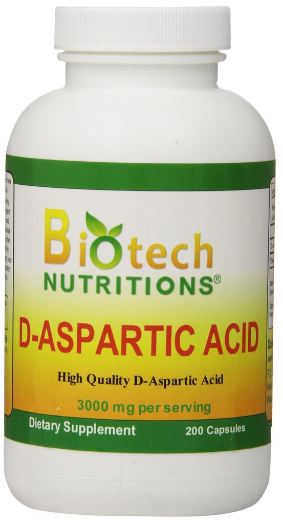 D-Aspartic Acid Dietary תוסף, 3000 מ"ג, 200 הרוזן