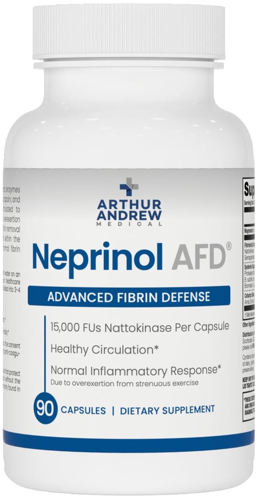 ארתור אנדרו רפואי, Neprinol AFD, Multi Enzyme Band with Serrapeptase & Nattokinase, 90 Count (Pack of 1)