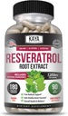 Kaya Naturals - קפסולות Resveratrol - Anti Aging תוסף - Antioxidants with Brain Support - יתרונות מקסימליים - 180 קפסולות Veggies