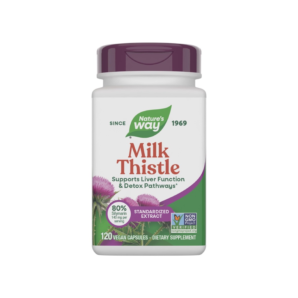 שביל החלב של הטבע, תומך בפונקציות Liver ו- Detox Pathways*, 175 מ"ג חלב Thistle Seed Extractized ל 80% Silymarin לשרת, טבעוני, 120 קפסולות (Packaging May Vary)