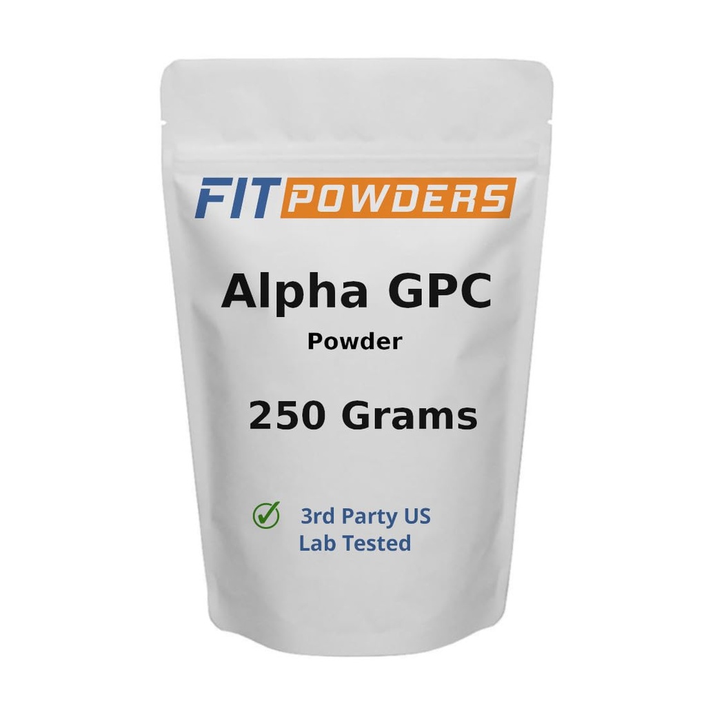 אבקת אלפא-GPC 250 גרמים, non-GMO Alpha GPC תוסף אבקת צ'קלין, טבעוני, צד שלישי נבדק, Pre-Workout, Memory and Focus, with Scoop