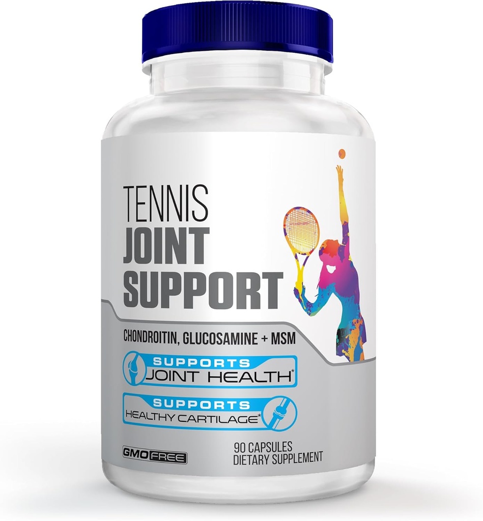 תוסף תמיכה בטניס - הברכיים בריאות, Back, Cartilage, & Joints - Glucosamine Chondroitin MSM- GMP מוסמך תוספי טניס ותמיכה משותפת עבור ספורטאים - 90 קפסולות
