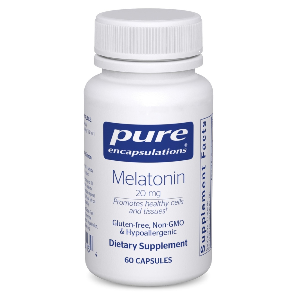 Encapsulations Melatonin 20 מ"ג - Not Intended for Sleep Support - for Immune System & Healthy Cells - 99.5% Purity Melatonin - Gluten Free & Non-GMO - 60 קפסולות