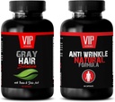 פתרון שיער אפור - Anti-Aging Essential - Anti Wrinkle Formula - Saw Palmetto Natural - 2 בקבוקים (60 קפסולות + 60 קפסולות)
