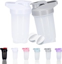 Shaker Bottle Protein Shakes Cup ו- 10Ounce /300ML Shaker-Bottle with Whisk Balls, חלבונים Shaker- Bottles Set, Non-BPA פלסטיק (Grey+ White(2PCS)
