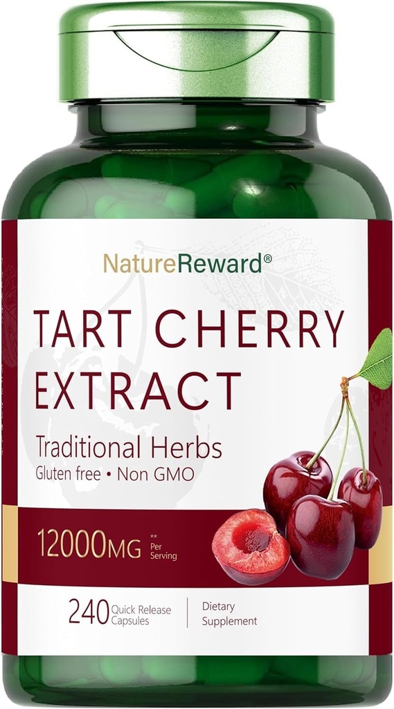 Tart Cherry Extract 12000mg | 240 קפסולות | Non-GMO וגלוטן חינם פורמולה | Herbal Supplement