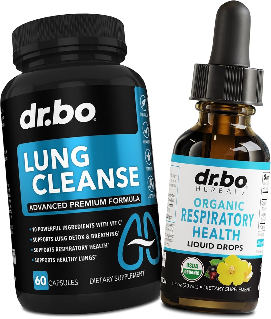 Lung Cleanse Support Pills & Drops - בריאות הנשימה האורגנית טיפות תוספי Herbal Lung ניקויse, מולליין - Herbal Detox for Lungs & Bronchial Mucus Health מולליין