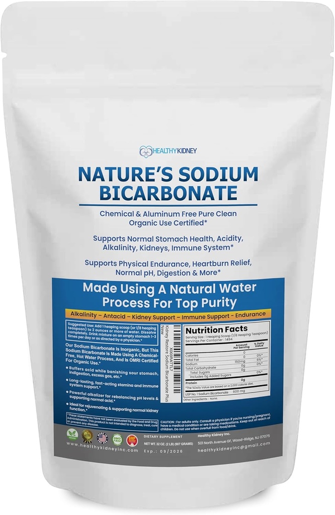 Sodium Bicarbonate אורגני להשתמש אלומיניום חינם Baking Soda. אין אבקת סודה טהורה לבריאות ולבריאות. Sodium Bicarbonate 2 lb