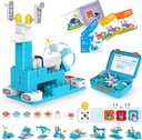 WhalesBot A3 12-in-1 STEM בלוקים Coding Robot Kit for Kids, 61-Piece חינוך בניין להגדיר עם סיפור אינטראקטיבי, מתנה אידיאלית עבור בנים ובנות 3-6