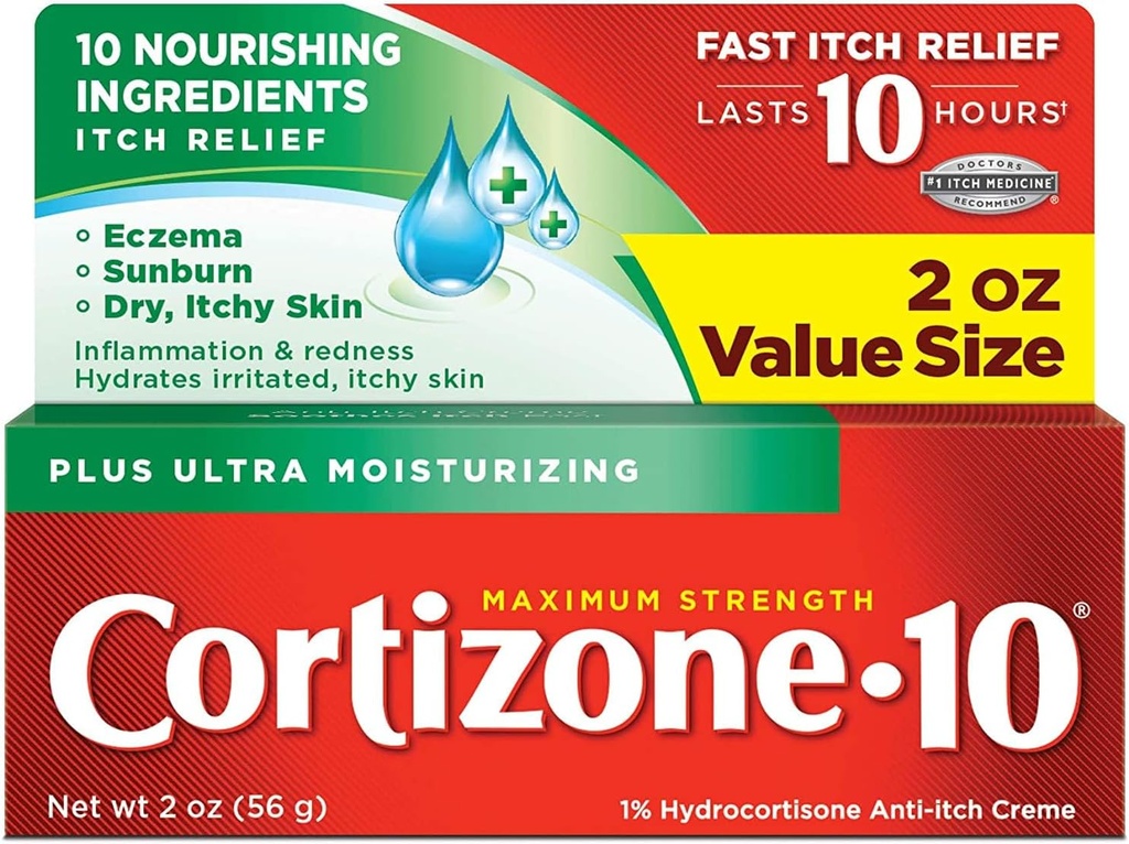קורטיזון 10 פלוס כוח מקסימלי Anti-Itch Creme 2 oz (Pack of 2)