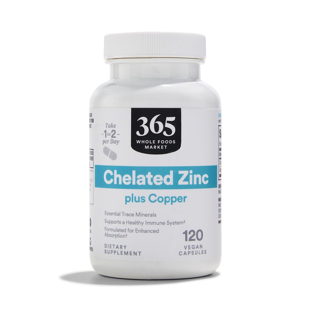 365 על ידי Whole Foods Market, Chelated Zinc בתוספת Copper, 120 הרוזן