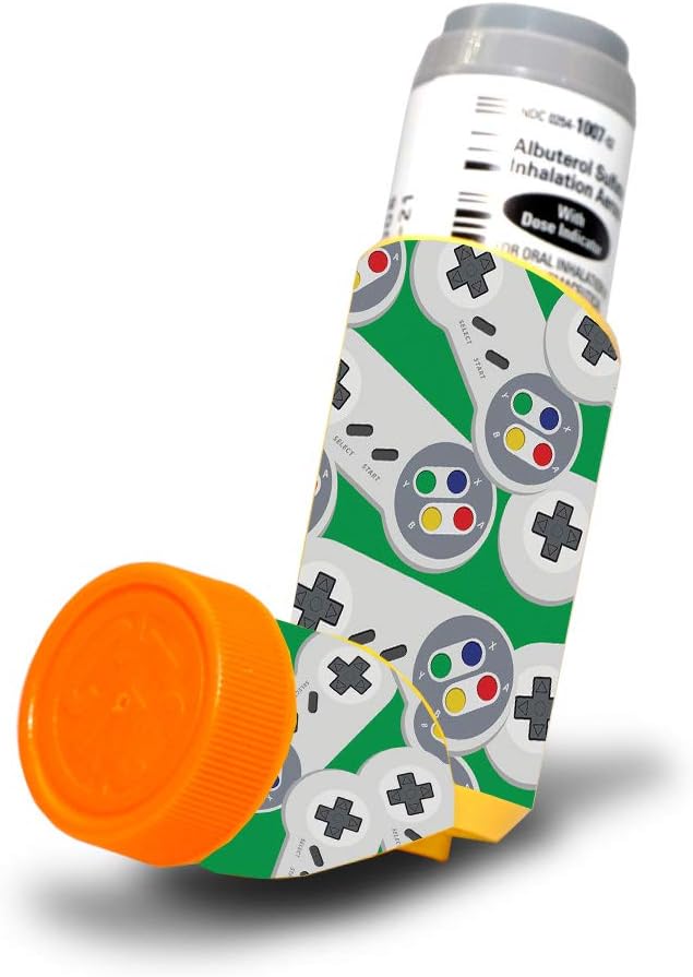 MightySkins Skin for Proventil HFA Asthma Inhaler - Retro Controllers 3 | Protective, Durable, ייחודי Vinyl Decal העטיפה | קל ליישם, להסיר ולשנות סגנונות | Made in the USA