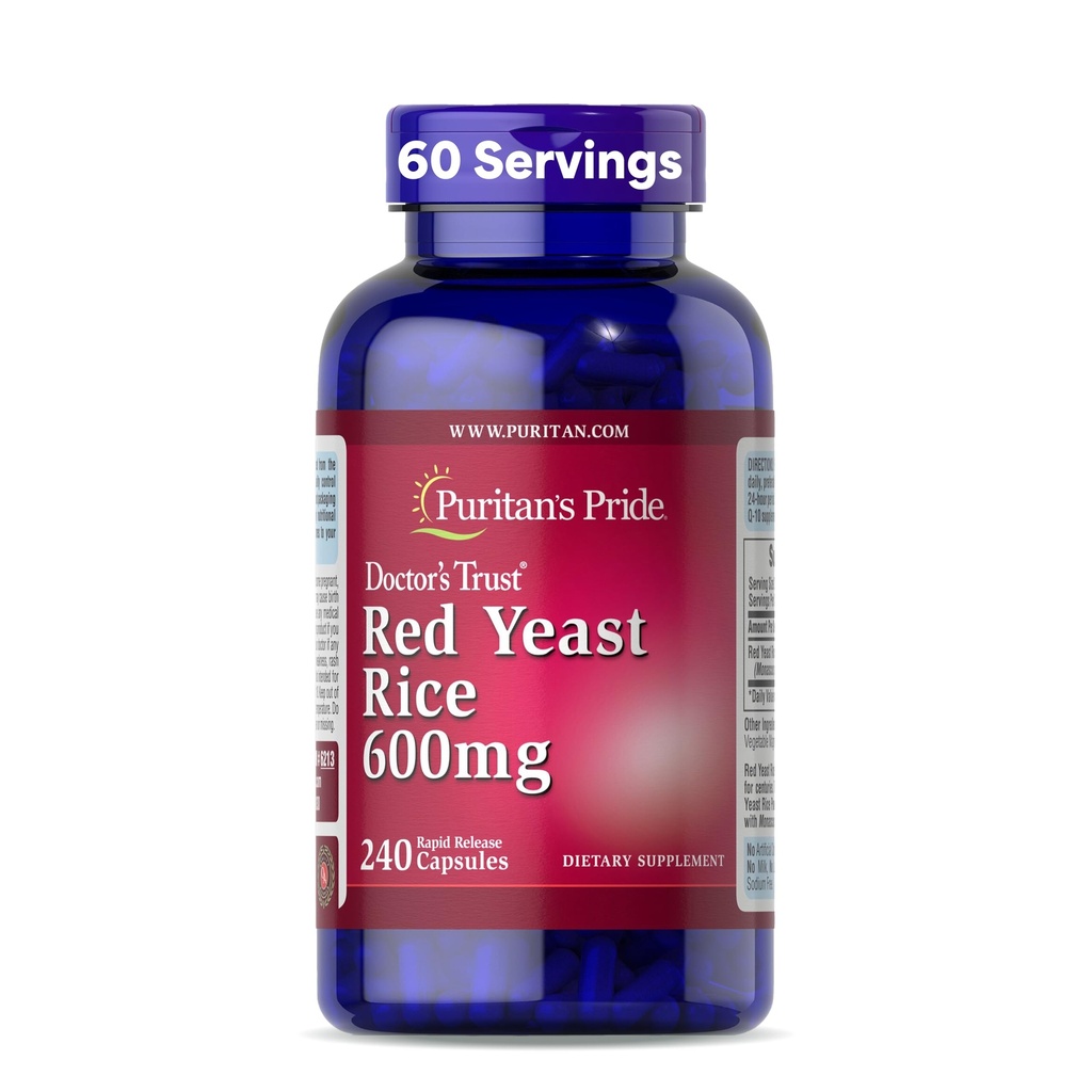 רופאים גאים של פוריטאן לסמוך על Yeast Rice 600 מ"ג, תוספת תזונתית, 240 קפסולות שחרור מהירות