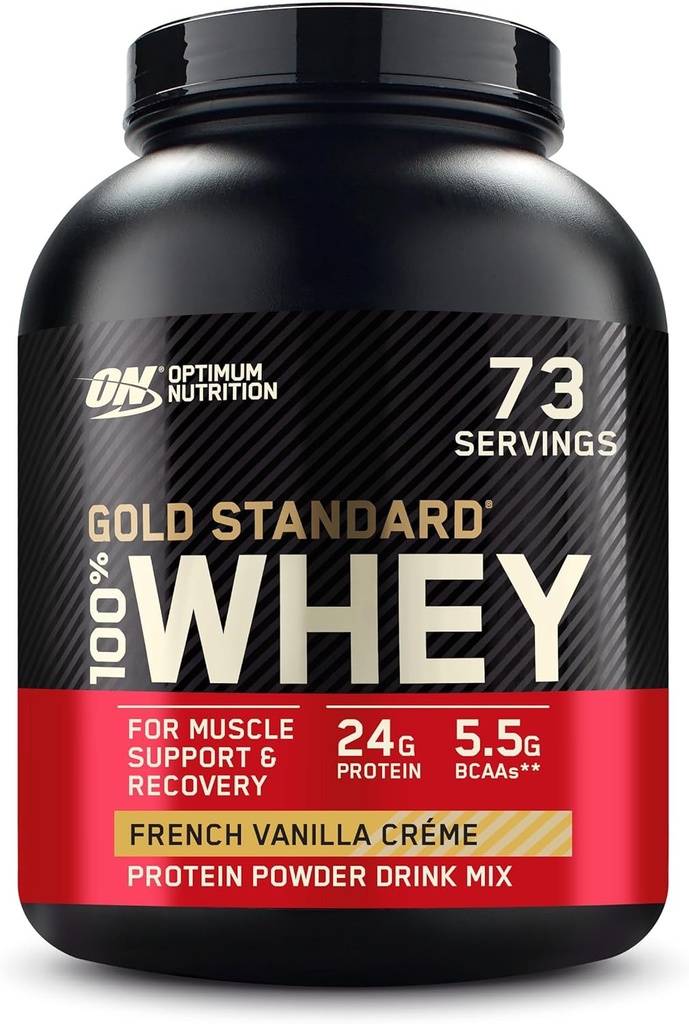 אופטימוס תזונה זהב סטנדרטי 100% אבקת חלבון Whey, Vanilla Creme הצרפתי, 5 פאונד (Packaging May Vary)