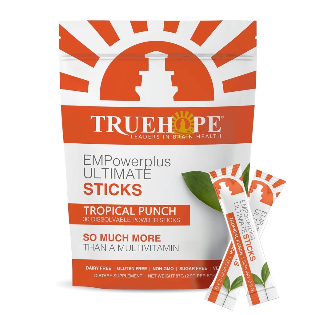 Truehope Multivitamin Nootropic Pouches עם Inositol - Once-Per-Day EMPowerplus Ultimate Sticks - 30 Count (Tropical)
