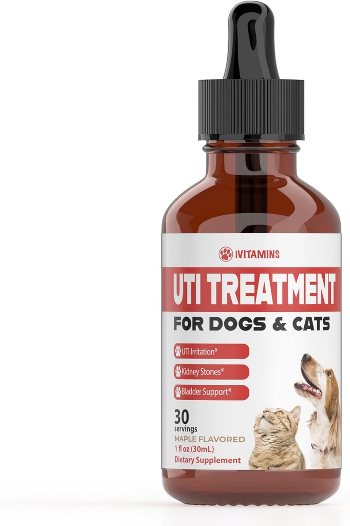 טיפול ב- Cat & Dog UTI - רפואה לכלבים - Cat UTI טיפול - כלב טיפול - May Help with UTI's, Incontinence, Bladder Stones & More - 1 fl oz