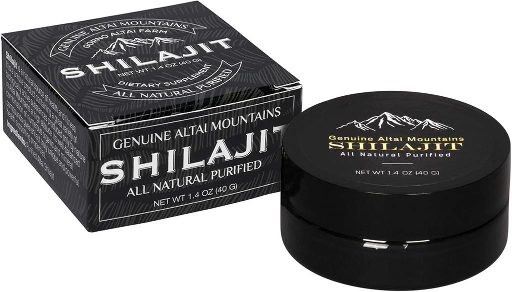 Sayan Pure Shilajit Resin 1.4oz / 40g, 265 משרתות - תוספי חומצה פולית אורגנית Fulvic Acid - תמיכה מערכת החיסון, זיכרון, מיקוד, ומספק אנרגיה טבעית, Detox - טבעוני, לא GMO