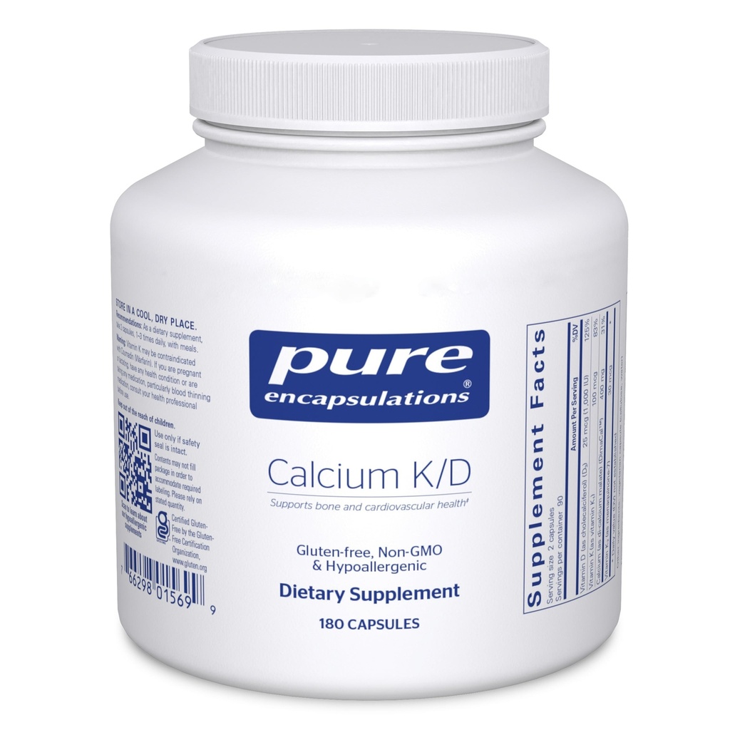 Pure Encapsulations Calcium K / D | תוספת של כוח העצם, מערכת החיסון, קולון, ו- Cardiovascular Health *