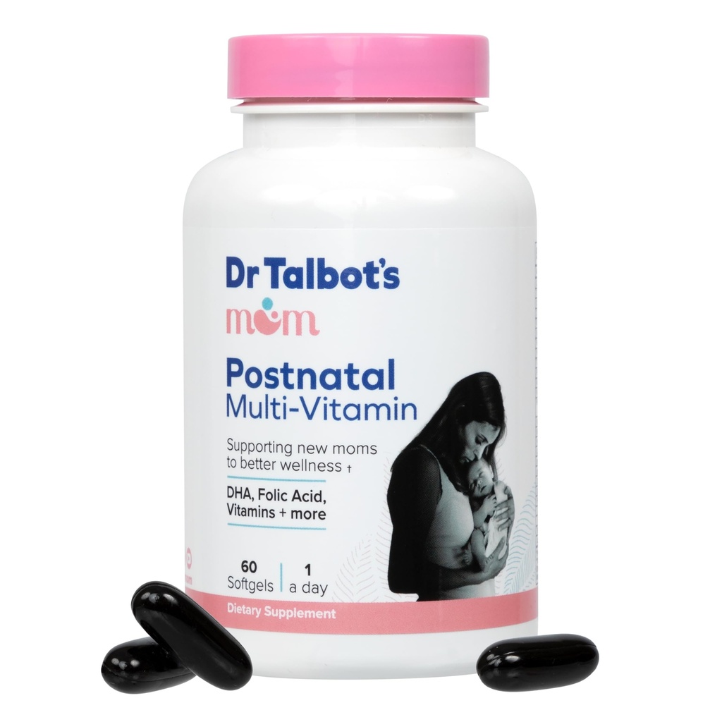 אמו של ד"ר טלבוט, לאחר הלידה Multi-Vitamin - DHA, Folic Acid, ויטמינים ועוד - תומכת אמהות חדשות כדי לשפר את הבריאות - 60 Softgels