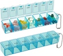 2 Pack שבועי גלולות מארגנת, גדול 7 יום גלולת גלולות, יום יומי ויטמין Case Medicine Box,Pi Containllers for Medicine Supplements Fish Oil (כחול)