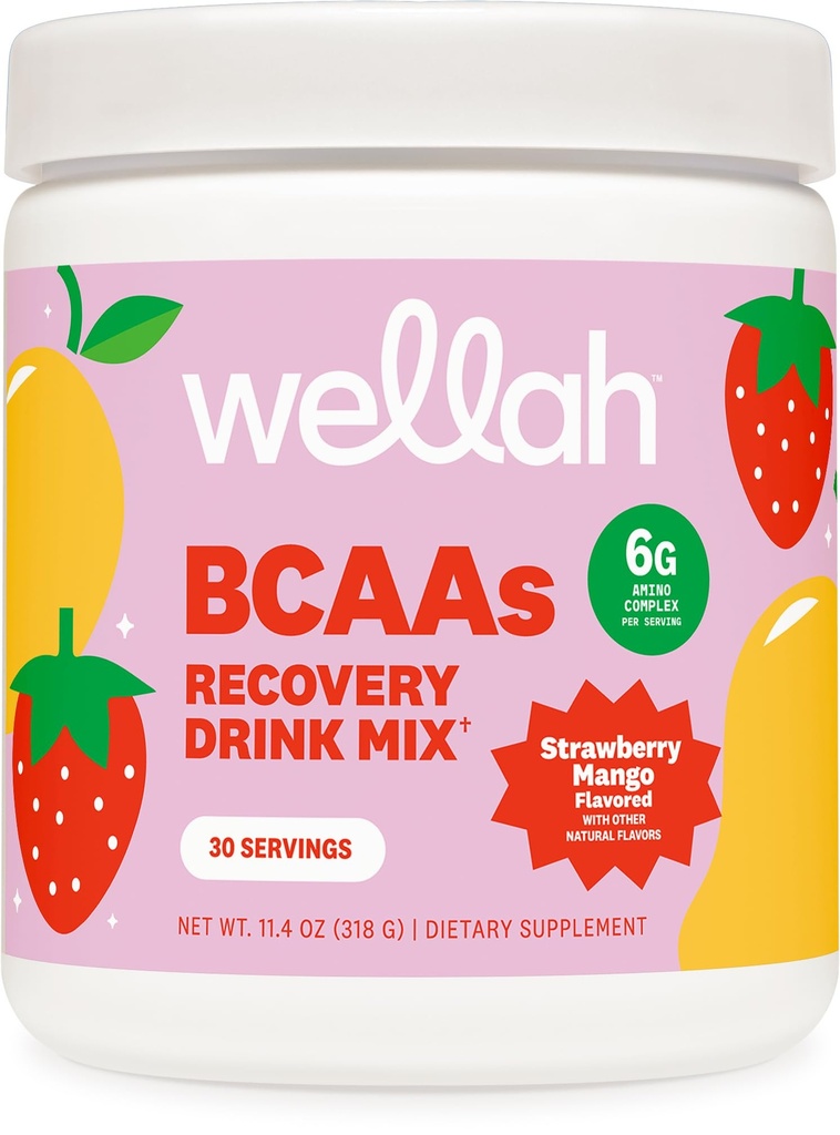 Wellah BCAAs (Strawberry מנגו פלמורד) 30 משרתות - אבקת BCAA עם תרכובת הידרה