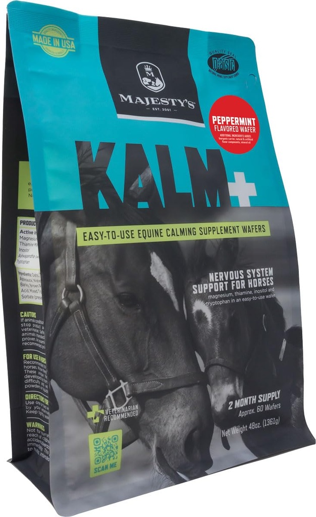 הוד מלכות Kalm Horse / Equine Peppermint Wafers 60 יום אספקה