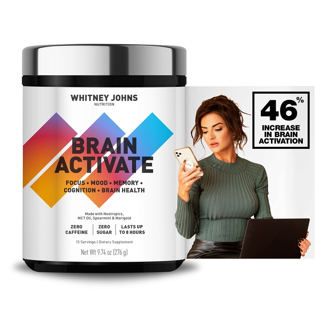 וויטני ג'ונס - Brain Booster Supplement, Nootropic Focus, תוספי המוח עבור Memory & Focus, להפחית את ערפל המוח עם מהיר לפעול ייחודי MCT C8 - Zero Sugar & Caffeine, 2 Tubs