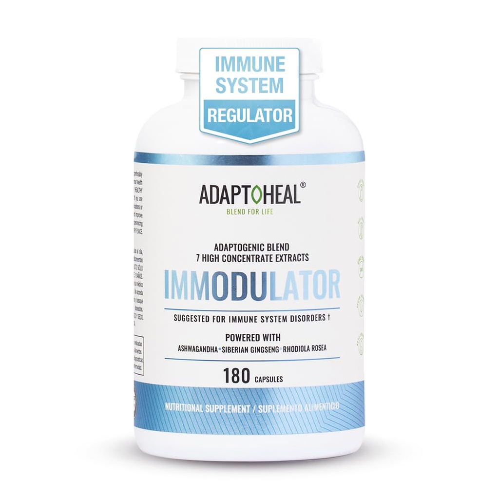 ADAPTOHEAL Immodulator - תוסף הסתגלותי ל- Well-Being, עם ג'ינסנג, Ashwagandha, Reishi Mushroom - תומך בתגובת מתח, Mood Balance ו- Immune System Function (180 קפסולות / 700 מ"ג)