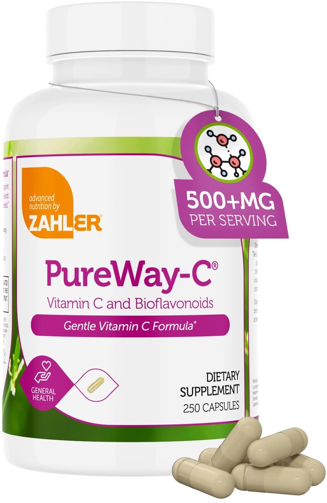 Zahler ויטמין C 500 מ"ג - ויטמין C 500 מ"ג עם bioflavonoids - Gentle על Stomach - Immune Support - Gluten Free non-GMO VIT C 500 מ"ג ויטמין C עבור מבוגרים (250 הרוזן)