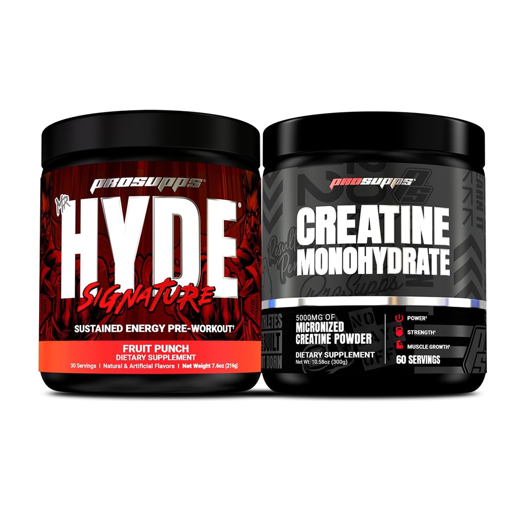 PROSUPPS הייד חתימה סוסטינד Pre-Workout, פירות Punch ו Creatine 300 Bundle