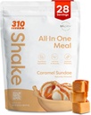 310 Nutrition All-In-One Meal Replacement Shake Powder - Plant-Based Protein Smoothie Blend w/High Fiber, Probiotics & Adaptogens - Low Carb, Vegan, Keto & Paleo Friendly - Caramel Sundae - 28 Srv