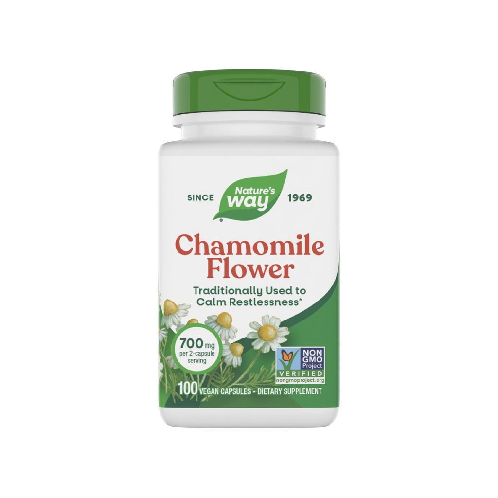 פרח Chamomile של הטבע - 700 מ"ג ל-2Capsule לשרת - סיוע מסורתי - תוסף צמחי - פרויקט Non-GMO מאומת וגלוטן חינם - 100 קפסולות טבעוניות