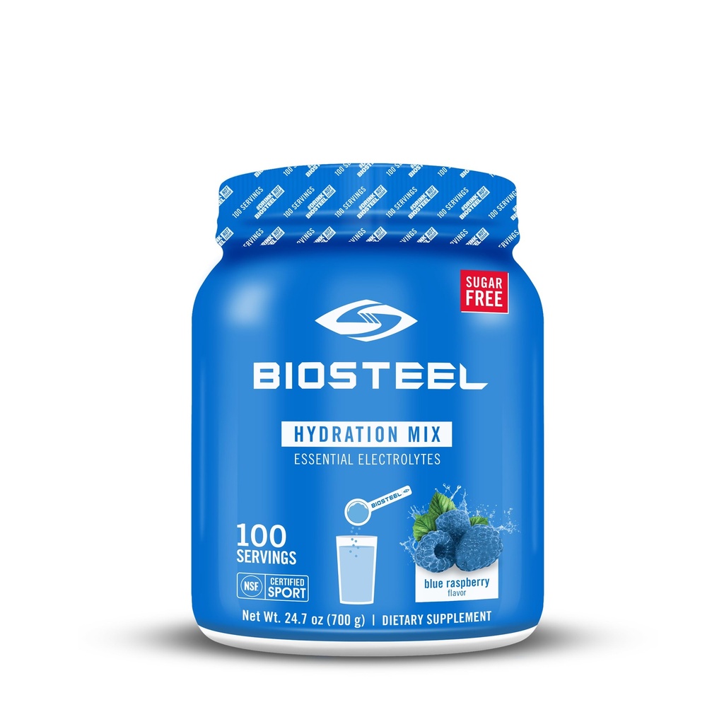 BioSteel Zero Sugar hydrotion Mix, Great Tasting hydrotion עם 5 אלקטרוליטים חיוניים, Blue Raspberry Flavor, 100 משרתים לכל Tub