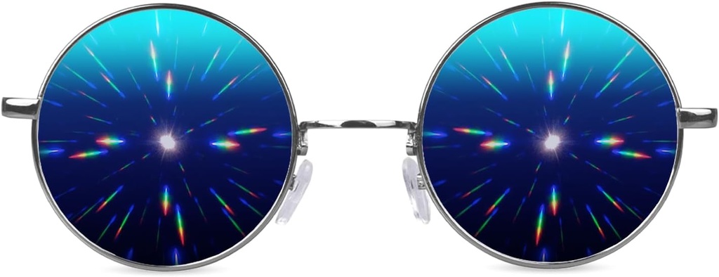GloFX Diffraction משקפיים | היפי וסטייל מתכתי בסגנון טייס עם Mirror Lens ו 3D Prism Effect