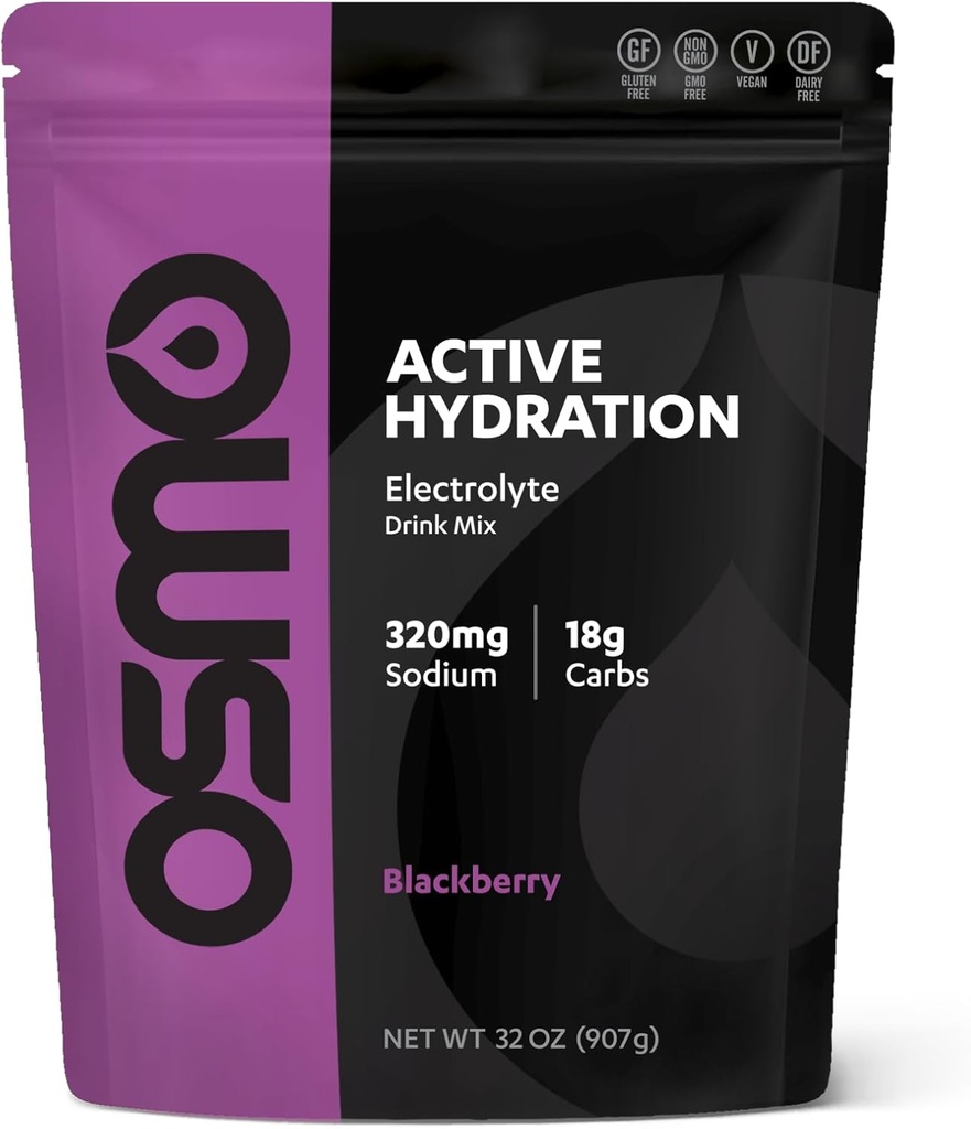 אוסמו Active hydrotion אבקת אלקטרוליט (2lb Resealable Bag) - כולל Sodium, Magnesium, Potassium, carbs & ויטמינים, Cane Sugar - All Natural Ingredients, 3X Faster hydrotion שחור ברי