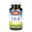 קרלסון - ויטמין A, D3, K2, 3000 mcg RAE ויטמין A, 125 mcg ויטמין D3, 90 mcg ויטמין K2 כמו MK-7, בניין העצם, Calcium Utilization, 120 Soft Gels