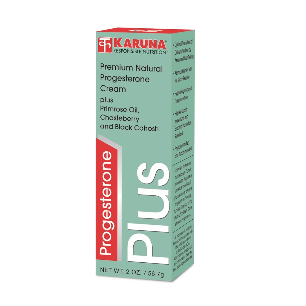 Karuna Progesterone Plus 2OZ | Hypoallergenic USP Progesterone, Evening Primrose Oil Chasteberry ו Black Cohosh Extracts אורגני Jo Joba שמן Aloe Extract אורגני Shea Butter ויטמין E