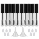 GTHER 10PCS 10ML ריקה Mascara Tube בקבוק עם Eyelash Wand, צינורות גומי ו Funnels להגדיר עבור שמן קסטטור / Growth שמן, קרם DIY מכיל עם Cap, שחור שחור