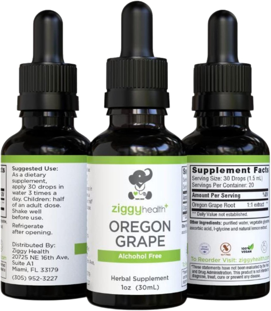 Premium Organic אורגון Grape Root Tincture - מזון ללא אלכוהול, 1oz | Herbal Support