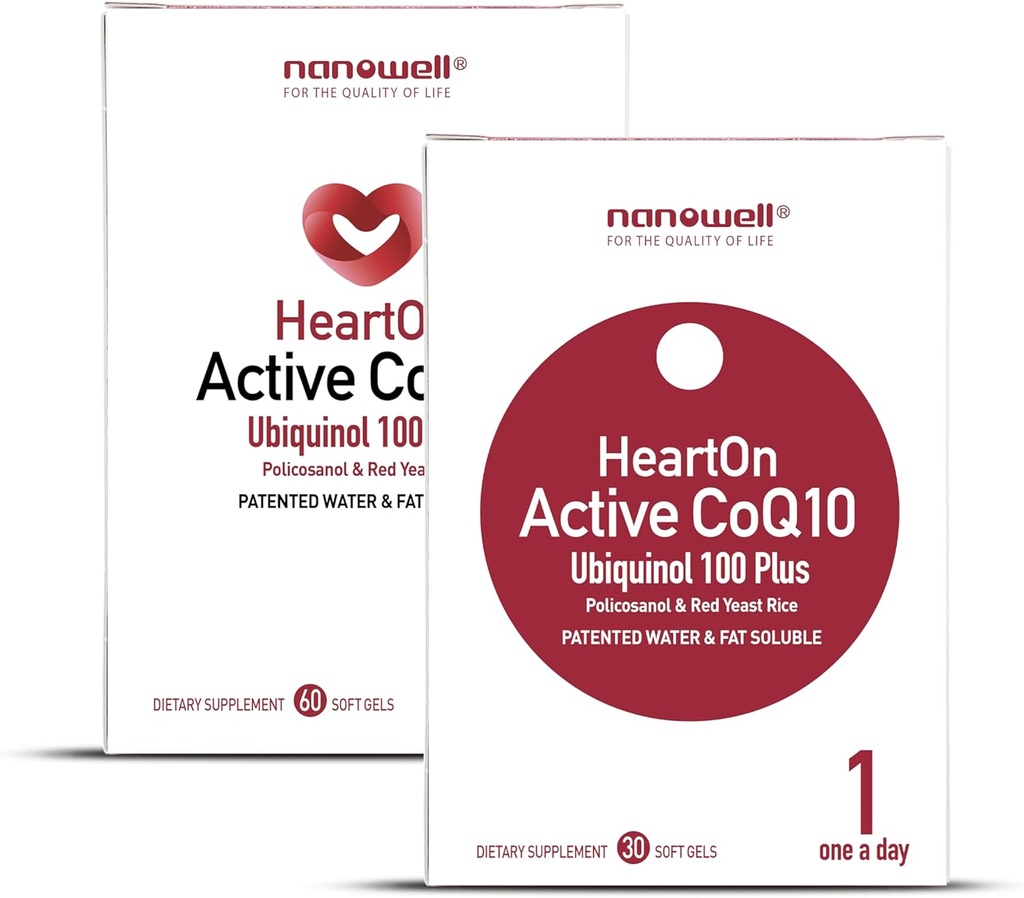 NANOGood Heart On Active CoQ10 Kaneka Ubiquinol 100 פלוס בריאות הלב - 30 Softgels X 1 Box לחודש (30 ספירה)