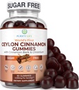סוכר חינם Ceylon Cinnamon Gummies (2,000 מ"ג / משרת) Ceylon Cinnamon תוספת לבריאות המוח, טבעוני, Gluten-Free, Replace Ceylon Cinnamon קפסולות, גלולות, אבקה, לחלץ (60 צ'רדס)