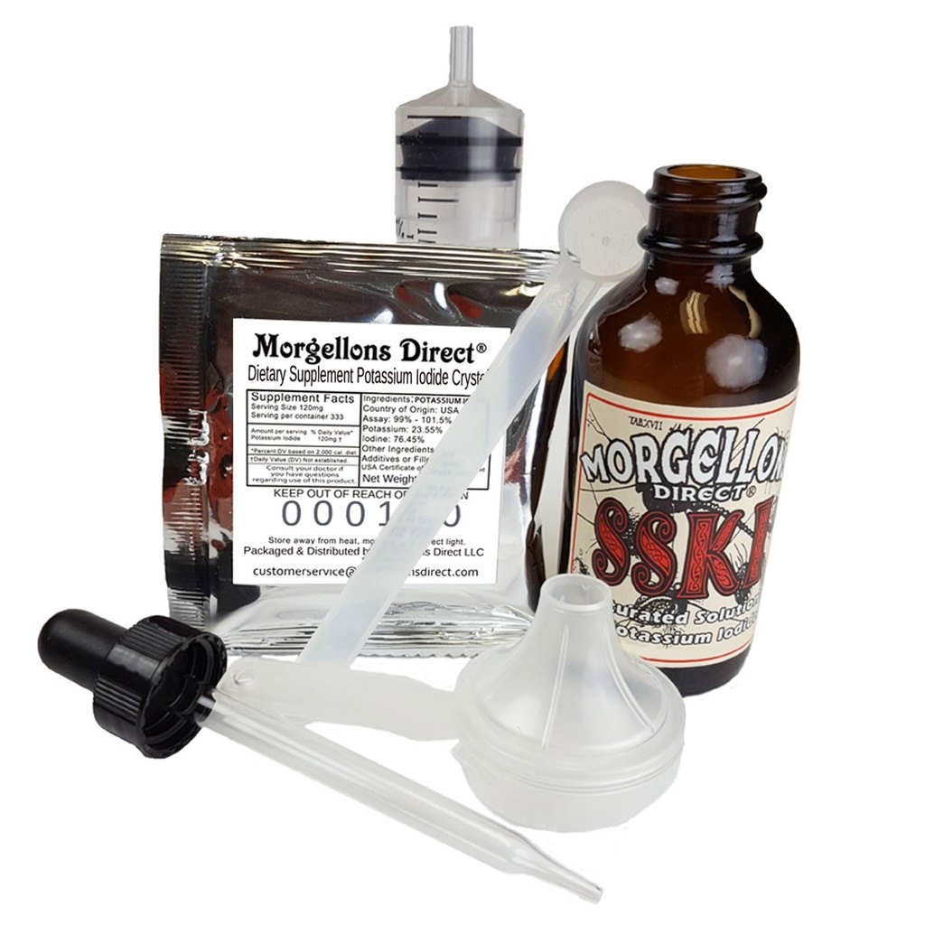 SSKI Iodine Potassium Iodide Solutions Mixing Kit כולל כלים הכרחיים ו pre-Measured Dietary תוסף Potassium Iodide Crystals. רק להוסיף מים מזוקקים.