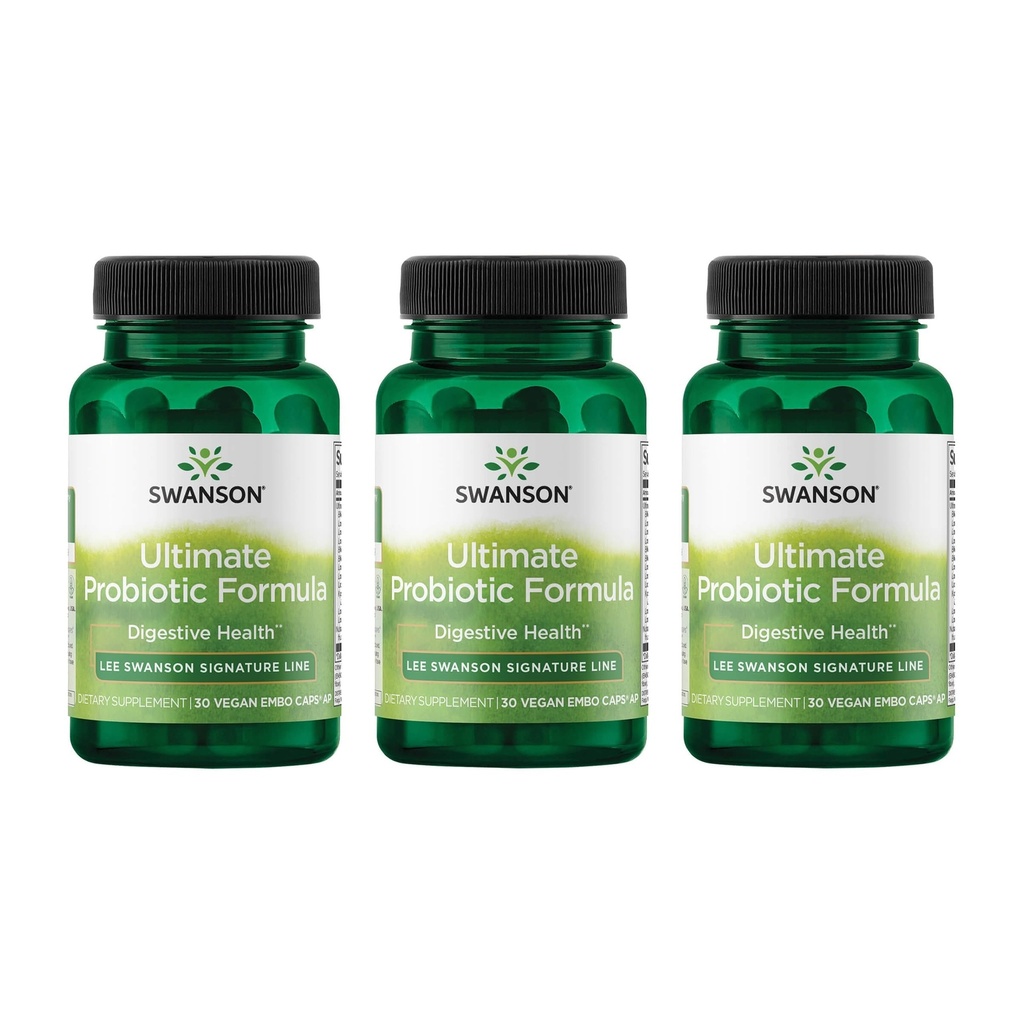 Swanson Ultimate Probiotic Formula Digestive Health Immune System תומך 66 מיליארד CFU Prebiotic NutraFlora scFlora 30 DRcaps Veggie קפסולות (3 Pack)