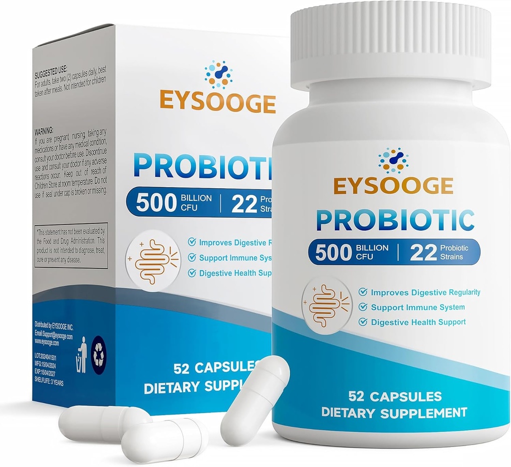 Probiotics for Women and Men, Pro Formula, Daily Probiotic Supplement, Helps Soothe Occasional Abdominal Discomfort & Bloating, 500 מיליארד CFU, 22 Strains, 52 קפסולות