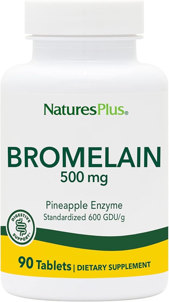 Natures Plus Bromelain - 500 מ"ג, 90 טבליות צמחוניות - טבעי Proteolytic Enzyme תוספת תוסף Gluten-Free - 90 משרתות