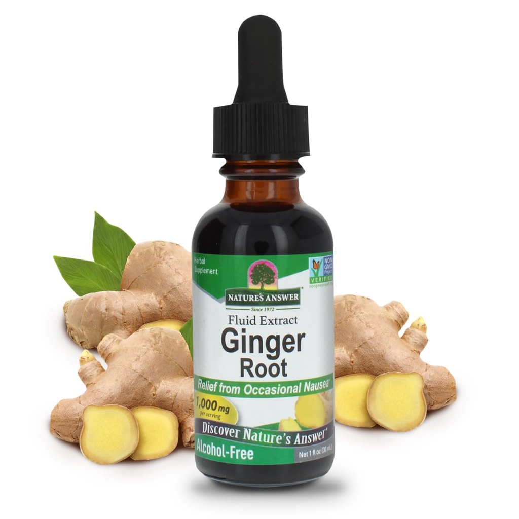 תשובתי של הטבע: ג'ינג'ר Root Alcohol לחלץ 1 Ounce | תמיכה בתפקוד Stomach